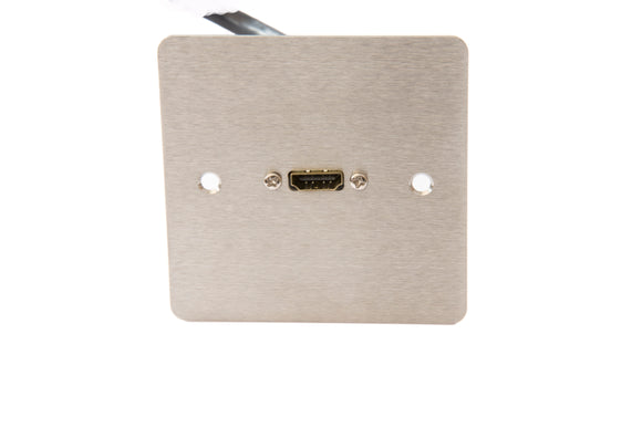 HDMI Outlet Plate Single Gang Brushed Steel