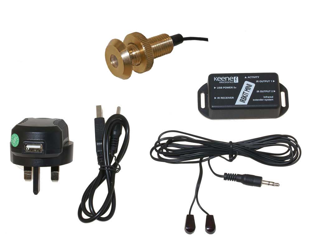 IRBKIT Mini Infrared Extender Complete Kit with brass panel mount rece ...